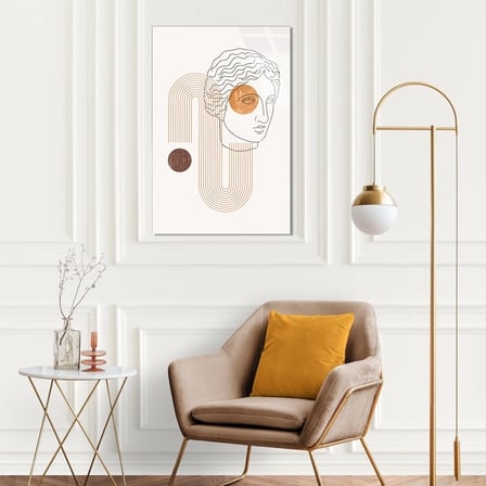 Antik Heykel Line Art Boho Cam Tablo 35x50 cm
