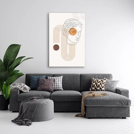 Antik Heykel Line Art Boho Cam Tablo 35x50 cm