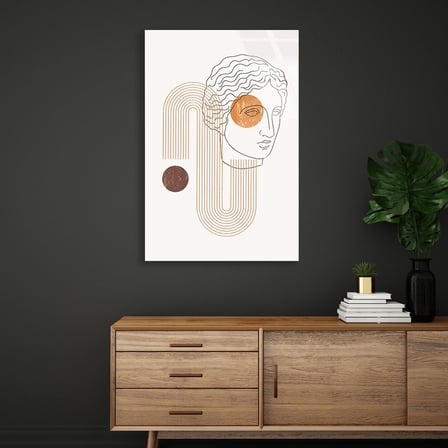 Antik Heykel Line Art Boho Cam Tablo 35x50 cm