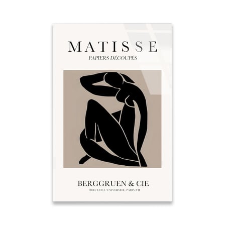 Matisse Tarzı Siyah Figür Minimalist Cam Tablo 35x50 cm