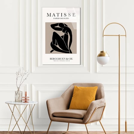Matisse Tarzı Siyah Figür Minimalist Cam Tablo 35x50 cm