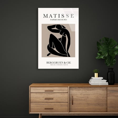 Matisse Tarzı Siyah Figür Minimalist Cam Tablo 35x50 cm