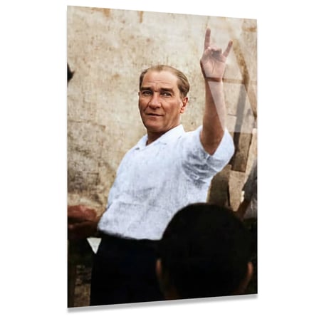Atatürk Halka Sesleniş Cam Tablo 35x50 cm
