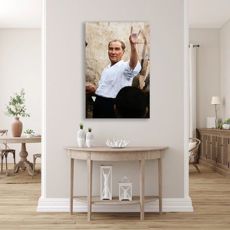 Atatürk Halka Sesleniş Cam Tablo 35x50 cm