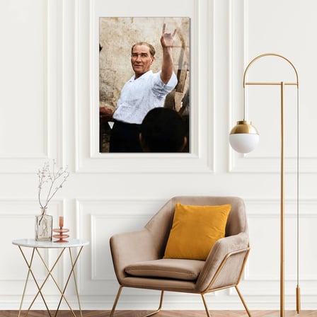 Atatürk Halka Sesleniş Cam Tablo 35x50 cm