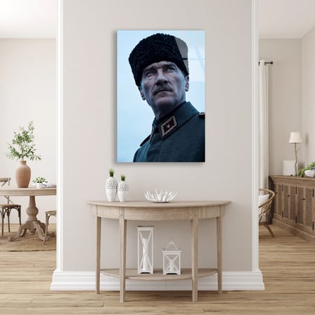 Atatürk Başkomutan Portre Cam Tablo 35x50 cm
