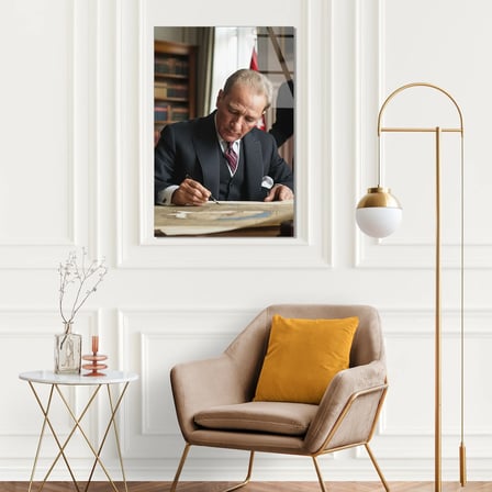 Atatürk Çalışma Masasında Cam Tablo 35x50 cm