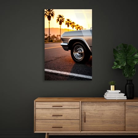 Klasik Araba Jantı Cam Tablo 35x50 cm