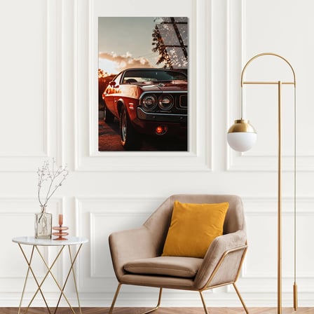 Klasik Araba Ön Far Cam Tablo 80x125 cm