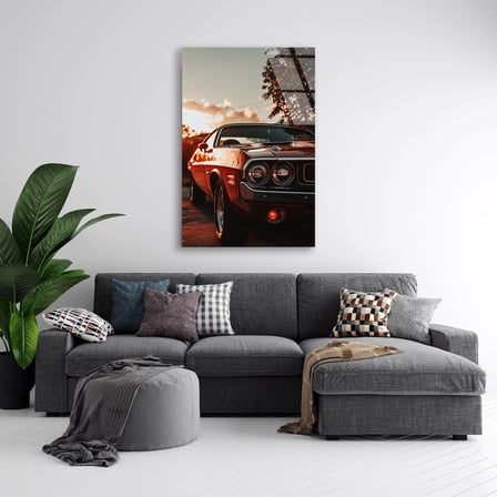 Klasik Araba Ön Far Cam Tablo 80x125 cm