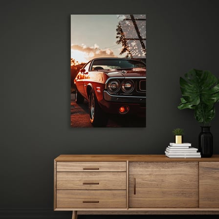 Klasik Araba Ön Far Cam Tablo 80x125 cm