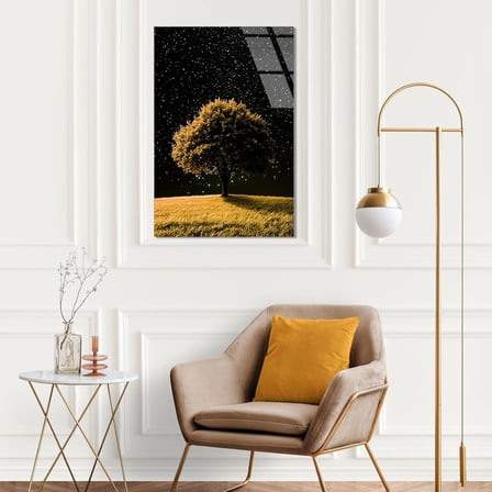 Yalnız Ağaç Manzarası Cam Tablo 35x50 cm