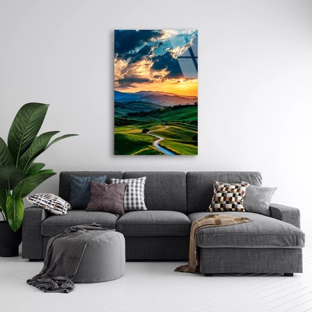 Dağ Manzarası Cam Tablo 35x50 cm