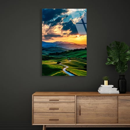Dağ Manzarası Cam Tablo 35x50 cm