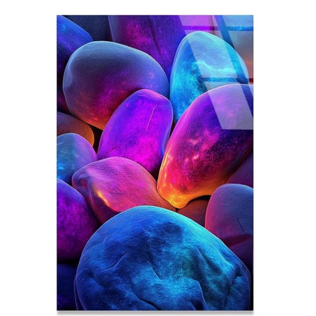 Doğal Taşlar Cam Tablo – Minimalist Doğa Duvar Dekoru 35x50 cm