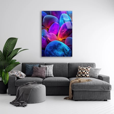 Doğal Taşlar Cam Tablo – Minimalist Doğa Duvar Dekoru 35x50 cm