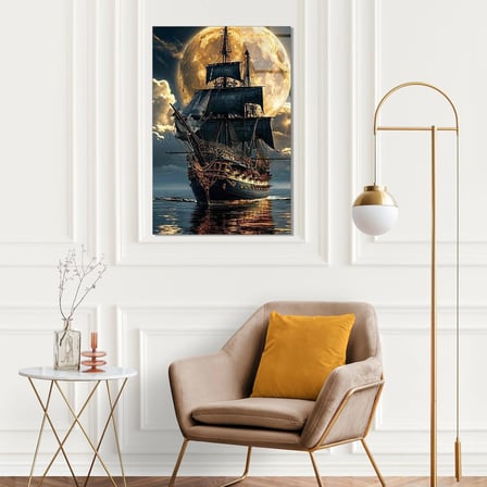 Ay Işığında Yelkenli Cam Tablo 60x90 cm
