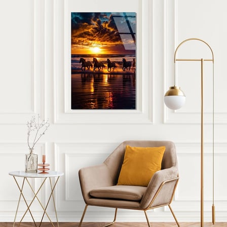 Doğada Atlar Cam Tablo 35x50 cm