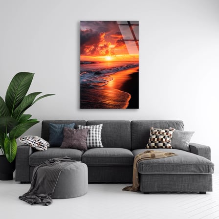 Kızıl Deniz Günbatımı Cam Tablo 35x50 cm
