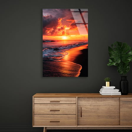 Kızıl Deniz Günbatımı Cam Tablo 35x50 cm