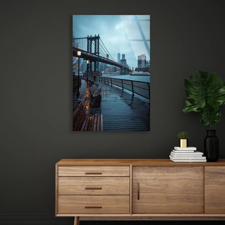 Köprü Manzarası Cam Tablo – Şehir ve Doğa Temalı Duvar Dekoru 35x50 cm