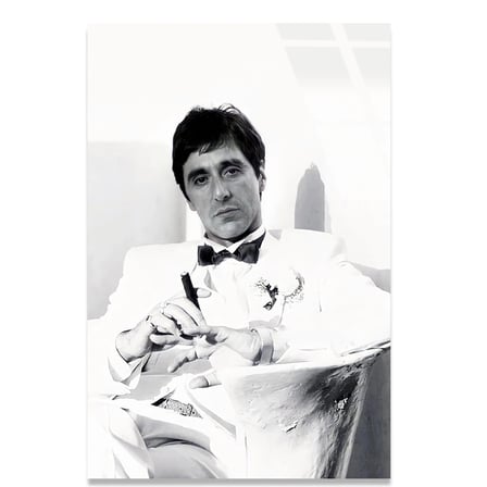 Scarface Sanatsal Cam Tablo – Efsane Film Temalı Duvar Dekoru 35x50 cm
