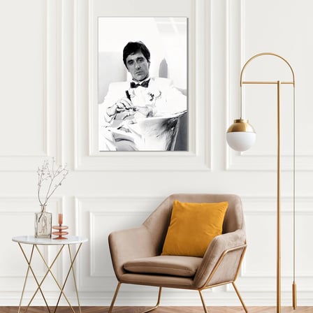 Scarface Sanatsal Cam Tablo – Efsane Film Temalı Duvar Dekoru 35x50 cm