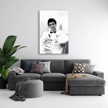 Scarface Sanatsal Cam Tablo – Efsane Film Temalı Duvar Dekoru 35x50 cm