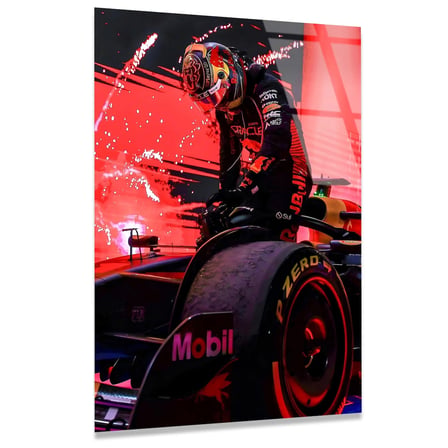 Kırmızı F1 Yarış Arabası Cam Tablo – Formula 1 Duvar Dekoru 35x50 cm