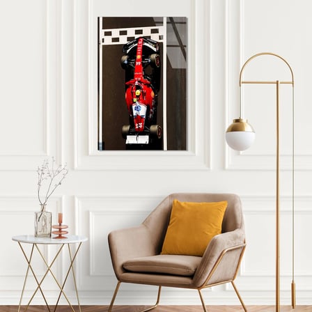 Kırmızı Formula 1 Arabası Cam Tablo – Motorsport Duvar Dekoru 35x50 cm