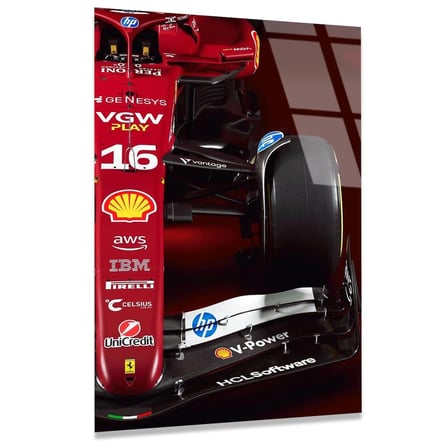 Ferrari F1 Yarış Arabaları Cam Tablo – Formula 1 Duvar Dekoru 35x50 cm
