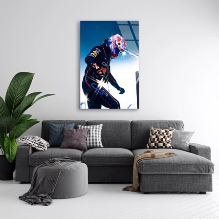 Işıltılı F1 Yarış Arabası Cam Tablo – Formula 1 Duvar Dekoru 35x50 cm
