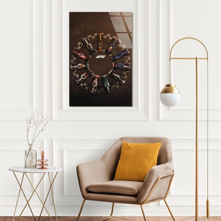 Formula 1 Yarış Ruhu Cam Tablo – Motorsport Kolaj Duvar Dekoru 35x50 cm