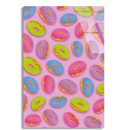 Pop Art Donut Cam Tablo – Renkli Mutfak Duvar Dekoru 35x50 cm