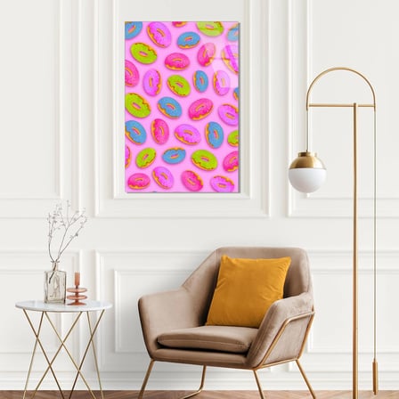 Pop Art Donut Cam Tablo – Renkli Mutfak Duvar Dekoru 35x50 cm
