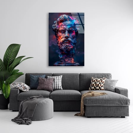 Pop Art Antik Heykel Cam Tablo 35x50 cm