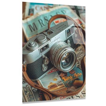 Vintage Makine Cam Tablo – Nostaljik Sanat Duvar Dekoru 35x50 cm