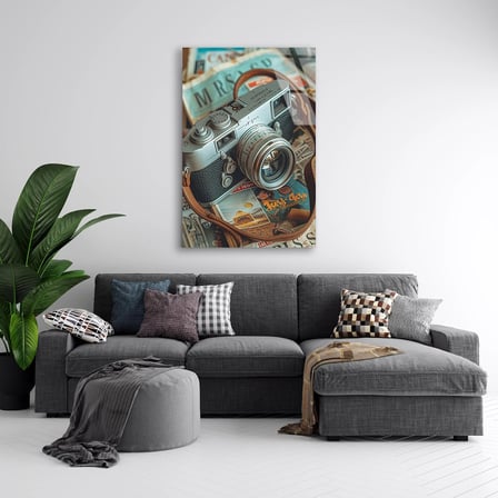 Vintage Makine Cam Tablo – Nostaljik Sanat Duvar Dekoru 35x50 cm