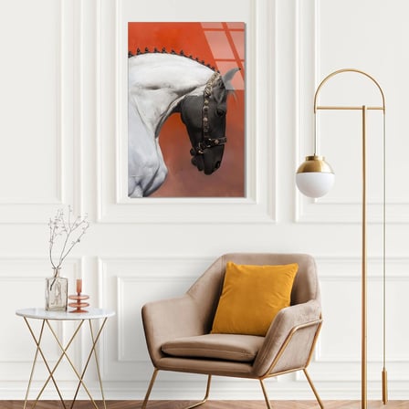 Turuncu At Cam Tablo – Renkli Hayvan Duvar Dekoru 35x50 cm