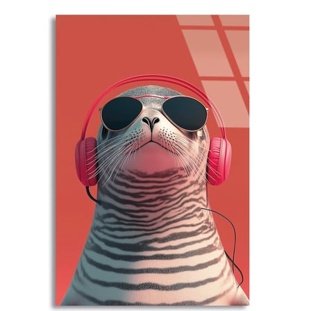 Cool Tilki Cam Tablo – Eğlenceli Hayvan Duvar Dekoru 35x50 cm