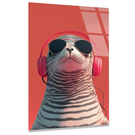 Cool Tilki Cam Tablo – Eğlenceli Hayvan Duvar Dekoru 35x50 cm