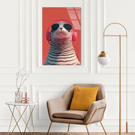 Cool Tilki Cam Tablo – Eğlenceli Hayvan Duvar Dekoru 35x50 cm