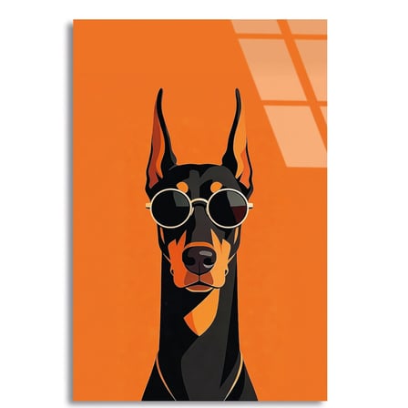 Doberman Cam Tablo 35x50 cm