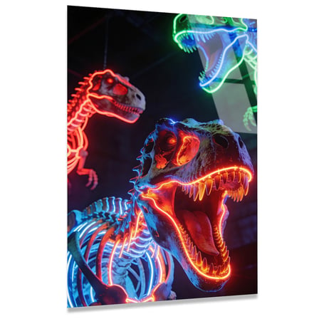 Neon Dinozorlar Cam Tablo 35x50 cm