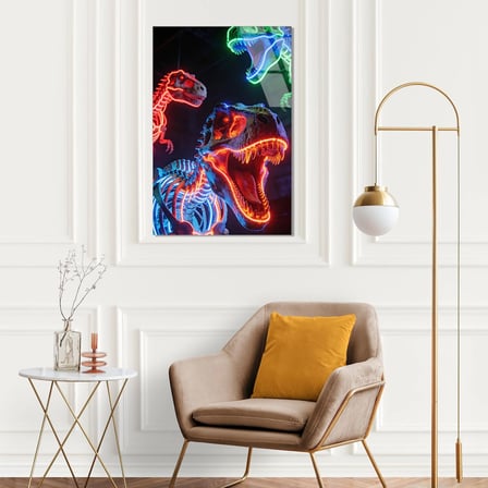 Neon Dinozorlar Cam Tablo 35x50 cm