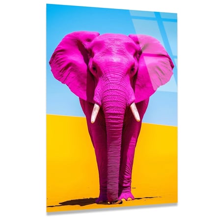 Pembe Fil Cam Tablo 35x50 cm