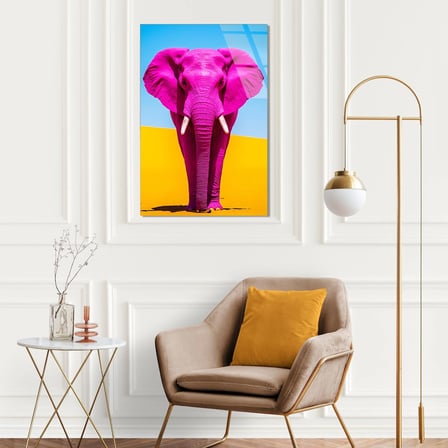 Pembe Fil Cam Tablo 35x50 cm
