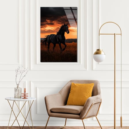 Siyah At Cam Tablo 35x50 cm
