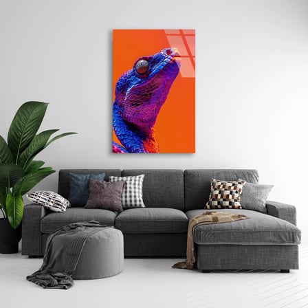 Sürüngen Cam Tablo – Vahşi Hayvan Duvar Dekoru 35x50 cm