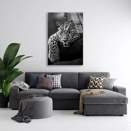 Yorgun Aslan Cam Tablo 35x50 cm